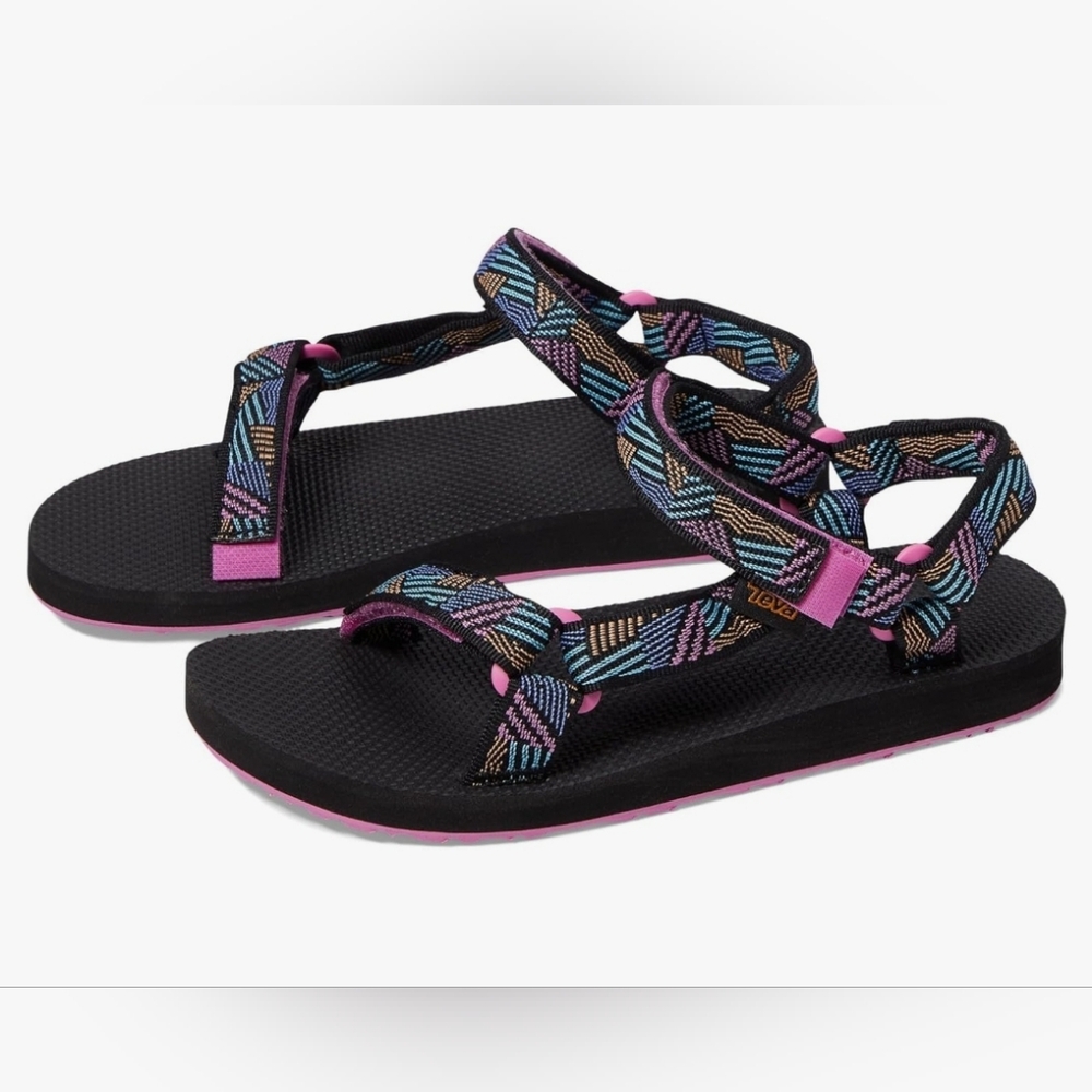 Teva Girls Original Universal Sandal, Borderless Black/pink